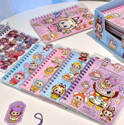 Picture of Labubu Notepad Set with Stickers & Keychain – Cute Cartoon Stationery Gift Pack kids notebook toys children sticker education stationery item- The Asia Express - Multicolor
