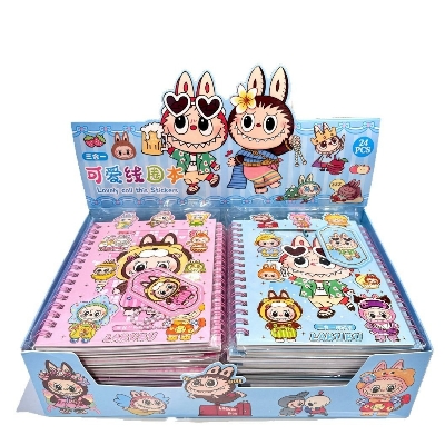 Picture of Labubu Notepad Set with Stickers & Keychain – Cute Cartoon Stationery Gift Pack kids notebook toys children sticker education stationery item- The Asia Express - Multicolor