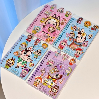 Picture of Labubu Notepad Set with Stickers & Keychain – Cute Cartoon Stationery Gift Pack kids notebook toys children sticker education stationery item- The Asia Express - Multicolor
