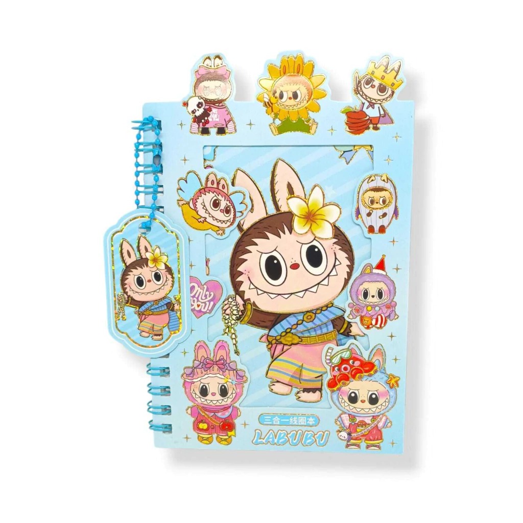 Picture of Labubu Notepad Set with Stickers & Keychain – Cute Cartoon Stationery Gift Pack kids notebook toys children sticker education stationery item- The Asia Express - Multicolor