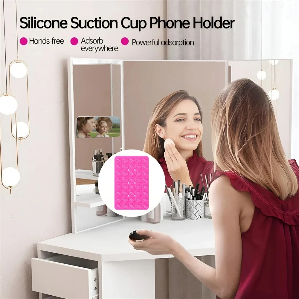 Picture of Double-Sided Silicone Suction Pad Phone Stand Multifunctional Suction Cup Fixture Detachable Hands-Free Mobile Phone Holder for Car, Desk & Home Use- The Asia Express - Multicolor
