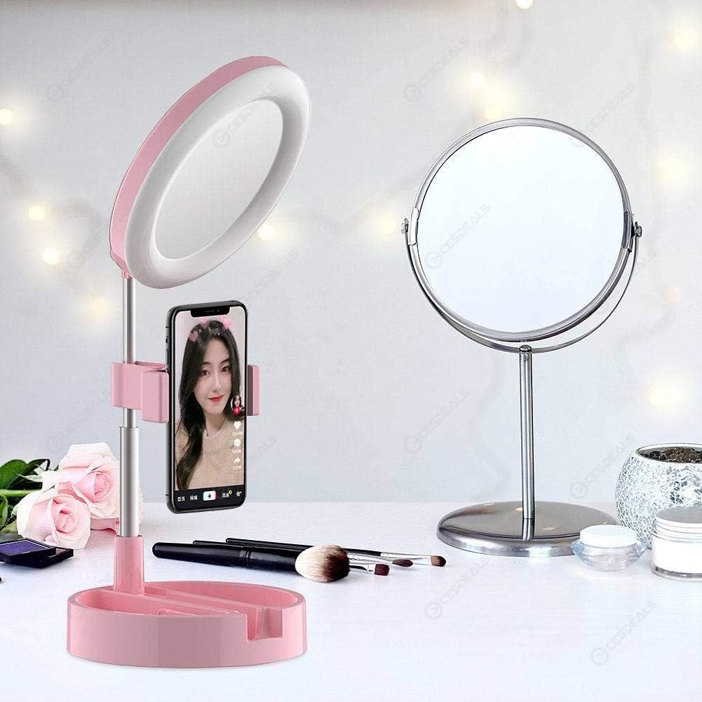 Picture of G3 Live Makeup Multipurpose Desk Lamp with LED Retractable Selfie Ring Light – Dimmable Ring Lamp, Adjustable Tripod Stand, Professional Photographic Lighting for Live Streaming, Video Recording & Camera Use - The Asia Express - Multicolor
