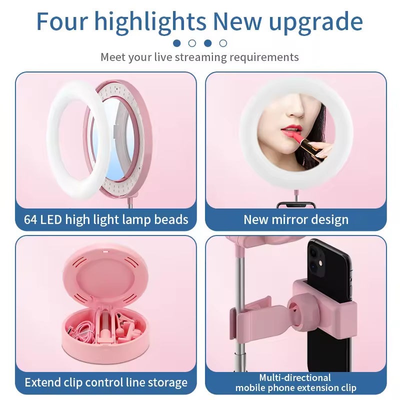 Picture of G3 Live Makeup Multipurpose Desk Lamp with LED Retractable Selfie Ring Light – Dimmable Ring Lamp, Adjustable Tripod Stand, Professional Photographic Lighting for Live Streaming, Video Recording & Camera Use - The Asia Express - Multicolor