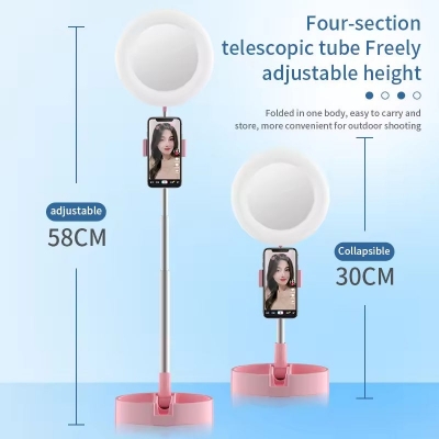 Picture of G3 Live Makeup Multipurpose Desk Lamp with LED Retractable Selfie Ring Light – Dimmable Ring Lamp, Adjustable Tripod Stand, Professional Photographic Lighting for Live Streaming, Video Recording & Camera Use - The Asia Express - Multicolor
