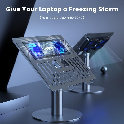 Picture of Peltier Semiconductor Laptop Cooling Pad Stand – Rapid Cooling Aluminum Alloy Stand for 10–16″ Laptops, 360° Swivel & Height Adjustable, Ultra-Fast Heat Dissipation (50–86°F) - The Asia Express - Multicolor