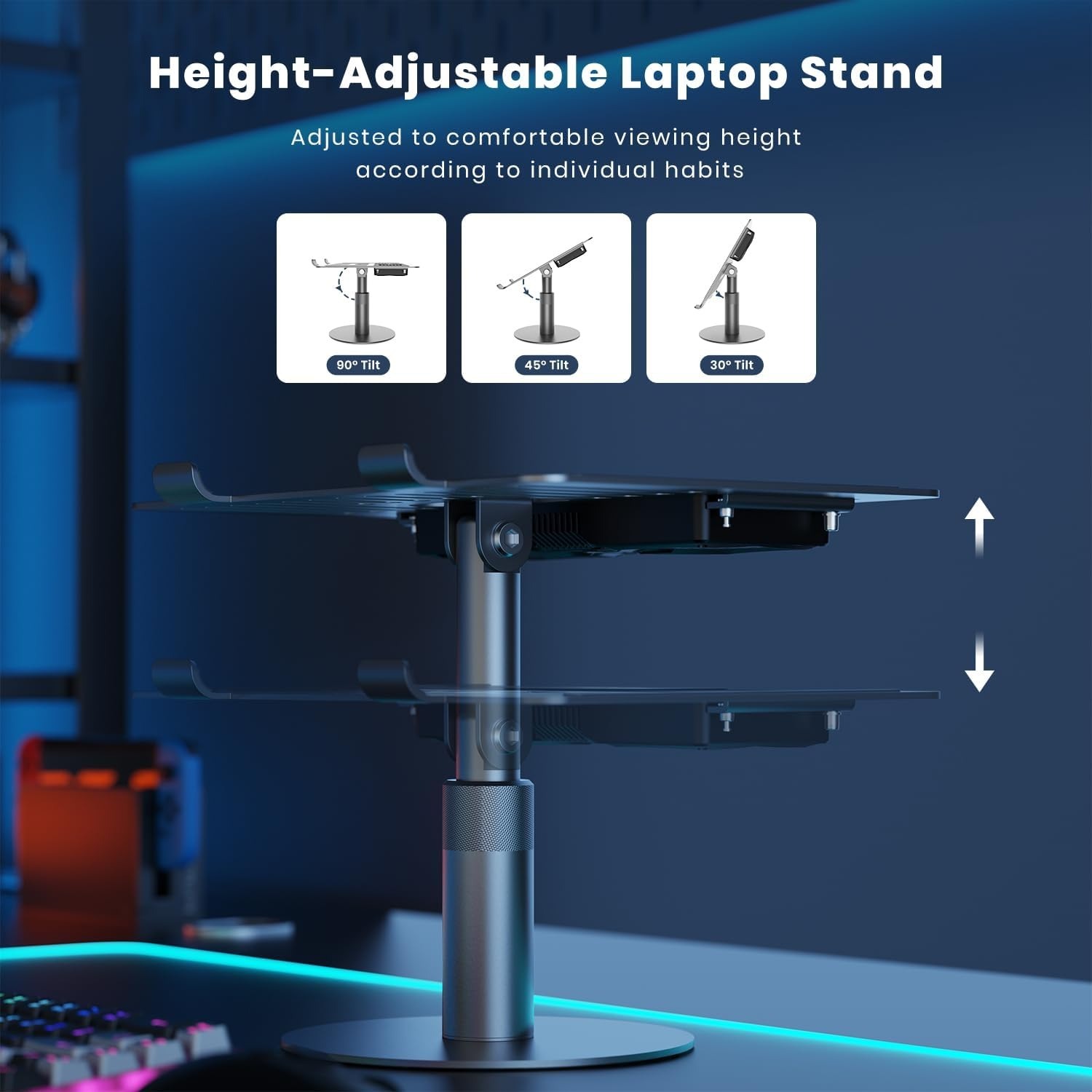 Picture of Peltier Semiconductor Laptop Cooling Pad Stand – Rapid Cooling Aluminum Alloy Stand for 10–16″ Laptops, 360° Swivel & Height Adjustable, Ultra-Fast Heat Dissipation (50–86°F) - The Asia Express - Multicolor
