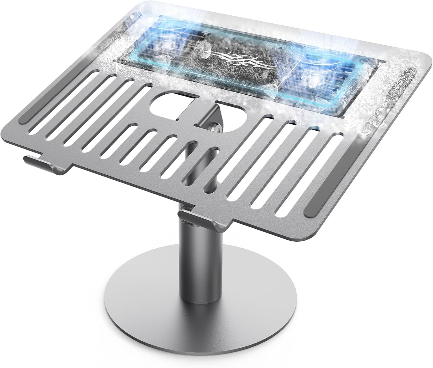 Picture of Peltier Semiconductor Laptop Cooling Pad Stand – Rapid Cooling Aluminum Alloy Stand for 10–16″ Laptops, 360° Swivel & Height Adjustable, Ultra-Fast Heat Dissipation (50–86°F) - The Asia Express - Multicolor