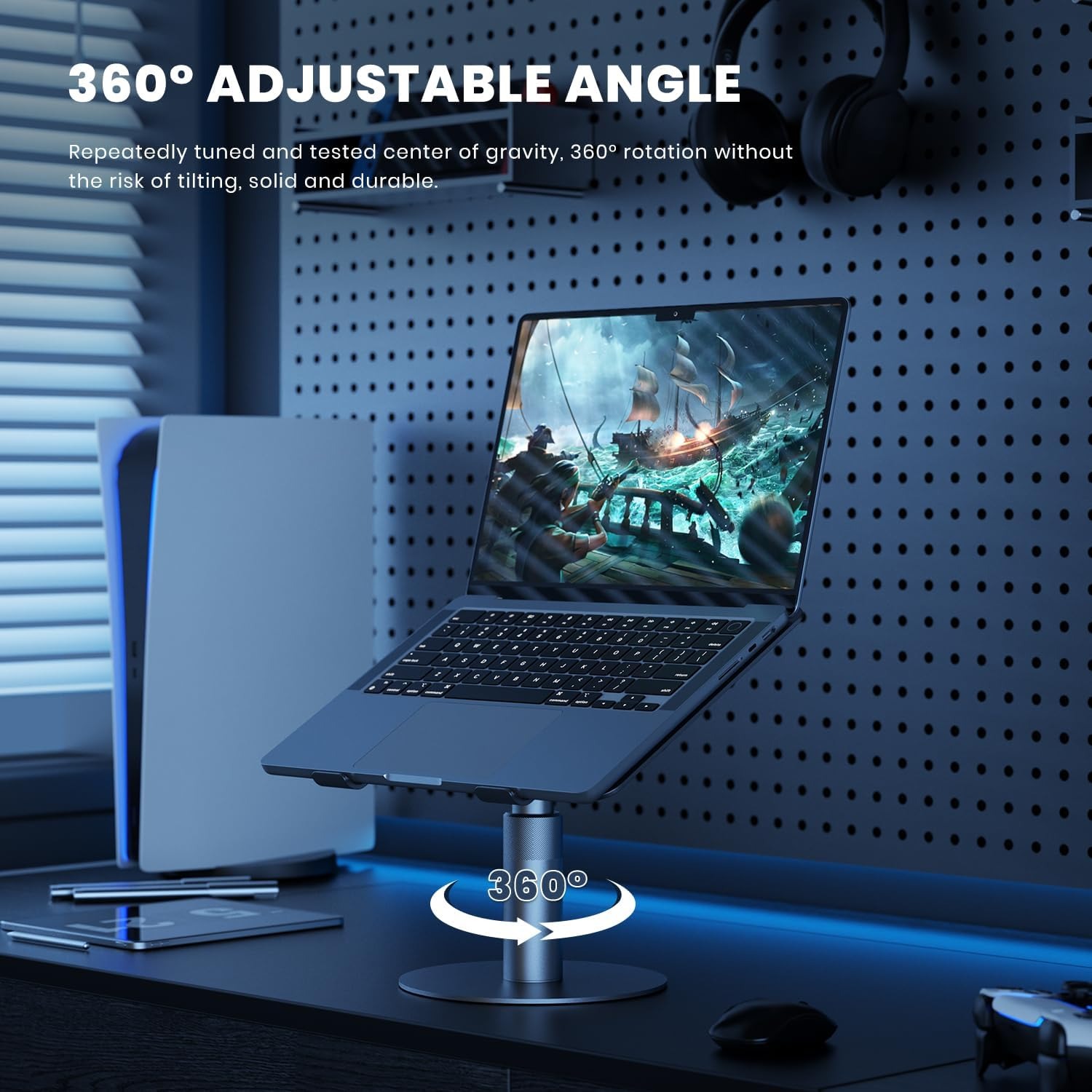 Picture of Peltier Semiconductor Laptop Cooling Pad Stand – Rapid Cooling Aluminum Alloy Stand for 10–16″ Laptops, 360° Swivel & Height Adjustable, Ultra-Fast Heat Dissipation (50–86°F) - The Asia Express - Multicolor