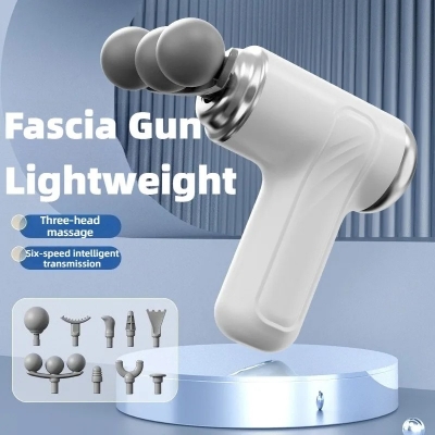 Picture of Pro+ Mini Triple-Head Massage Gun – Compact Power Muscle Recovery Device | 3-Point Percussion Therapy, 6-Level Intensity Control, Ultra-Quiet Motor, 9 Interchangeable Heads & Long-Lasting Rechargeable Battery - The Asia Express - White