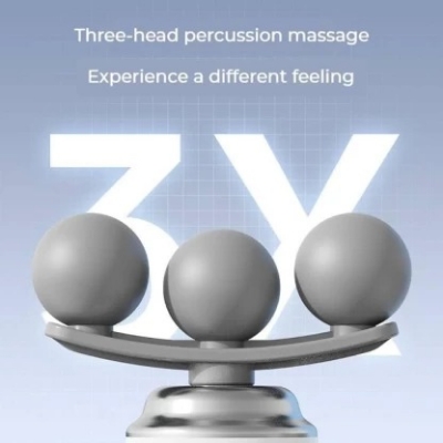Picture of Pro+ Mini Triple-Head Massage Gun – Compact Power Muscle Recovery Device | 3-Point Percussion Therapy, 6-Level Intensity Control, Ultra-Quiet Motor, 9 Interchangeable Heads & Long-Lasting Rechargeable Battery - The Asia Express - White