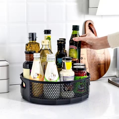 Picture of 360° Rotating Plastic Storage Rack Department Store Box Tray – Multi-Purpose Kitchen Shelf Organizer for Seasoning, Spice Jars, Oil Bottles & Bathroom Toiletries, Smooth Rotating Condiment Holder Plate - The Asia Express - Multicolor