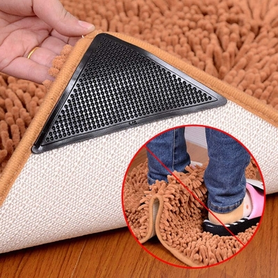 Picture of 4/8 Pcs Triangle Carpet Non-Slip Stickers & Rug Grippers – Washable, Reusable Anti-Skid Double-Sided Pads | Carpet Fixing Patches for Tile, Hardwood & Smooth Floors, Anti-Curling Corner Grips - The Asia Express
