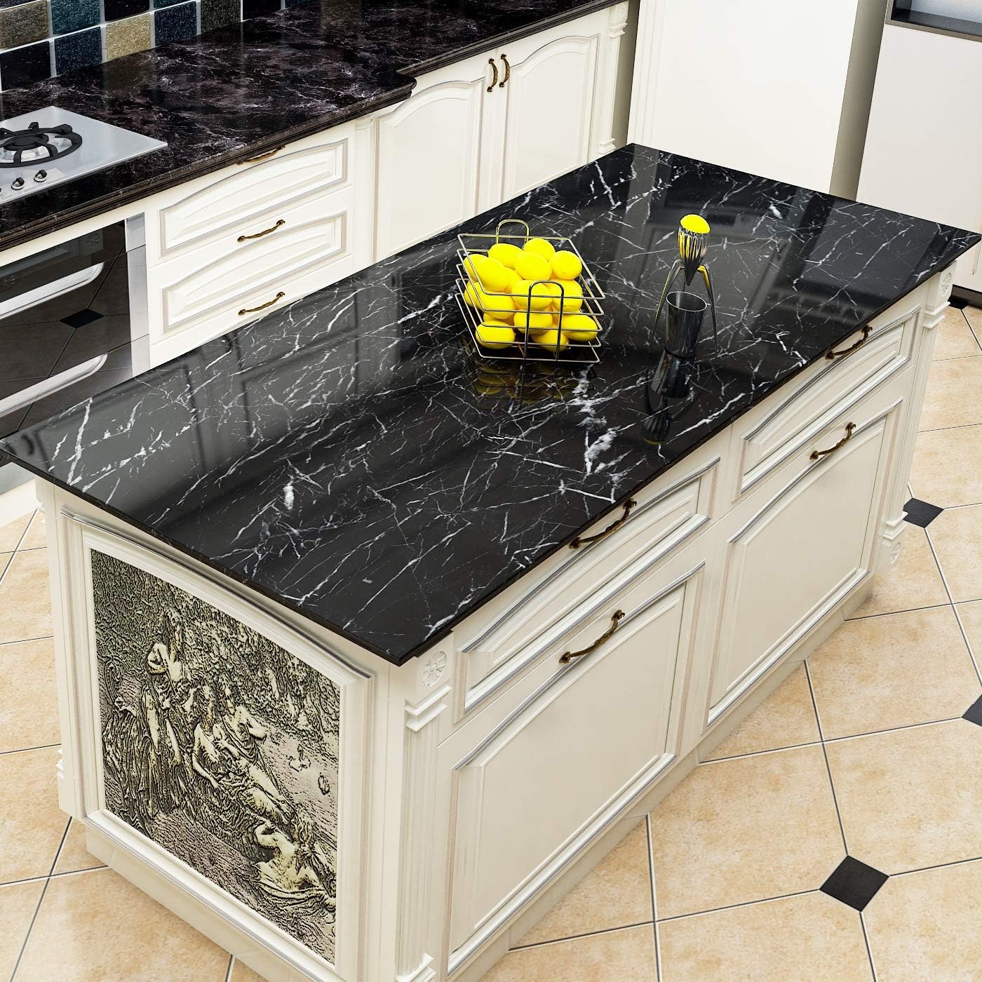 Picture of YENHOME Premium Marble Self-Adhesive Contact Paper – Waterproof, Oil-Proof & Moisture-Resistant Glossy Marble Wallpaper for Kitchen Countertop, Cabinet, Table, Stove Area & Furniture Renovation - The Asia Express - Multicolor