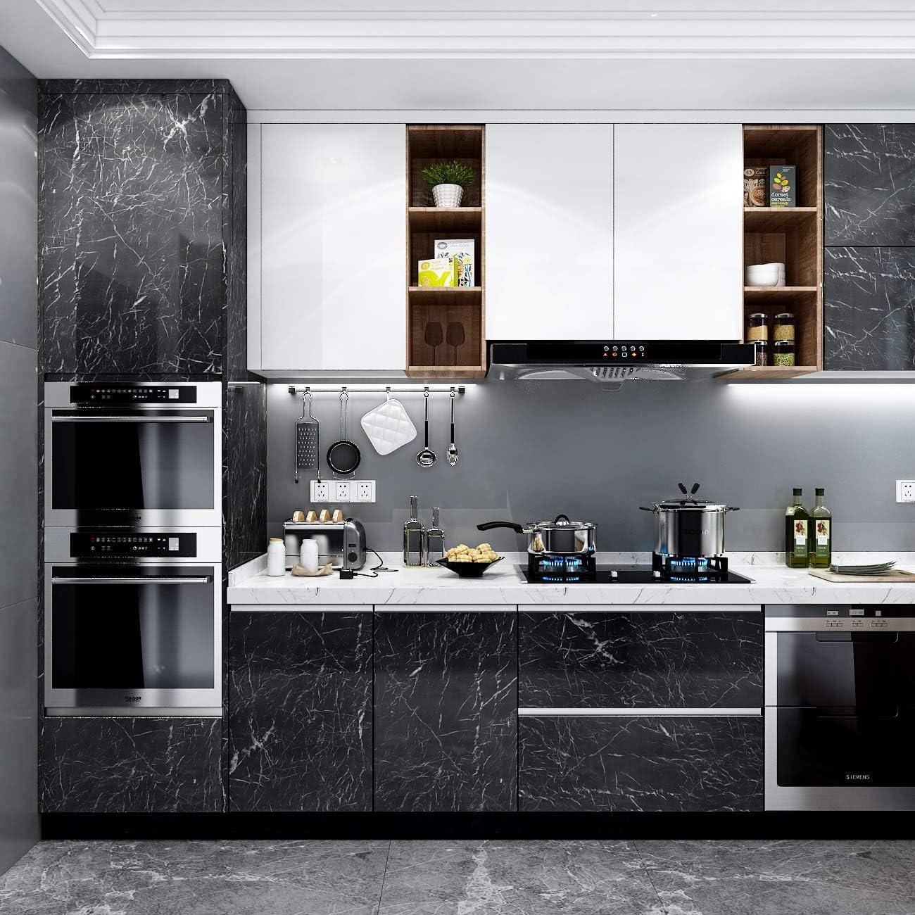 Picture of YENHOME Premium Marble Self-Adhesive Contact Paper – Waterproof, Oil-Proof & Moisture-Resistant Glossy Marble Wallpaper for Kitchen Countertop, Cabinet, Table, Stove Area & Furniture Renovation - The Asia Express - Multicolor