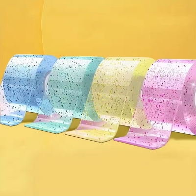 Picture of 1PC Colorful Glitter Nano Bubble Tape – High-Sticky Double-Sided Adhesive Blowable Bubble Tape for DIY Craft, Pinch Bubble, Stress Relief & Creative Toy Making - The Asia Express - Multicolor