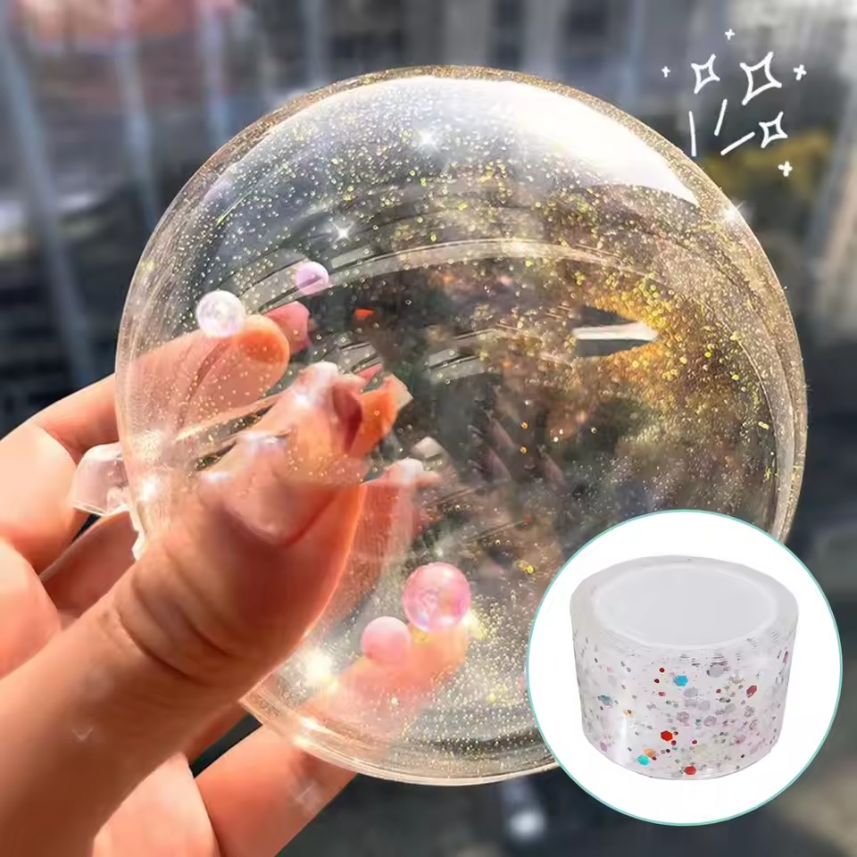 Picture of 1PC Colorful Glitter Nano Bubble Tape – High-Sticky Double-Sided Adhesive Blowable Bubble Tape for DIY Craft, Pinch Bubble, Stress Relief & Creative Toy Making - The Asia Express - Multicolor