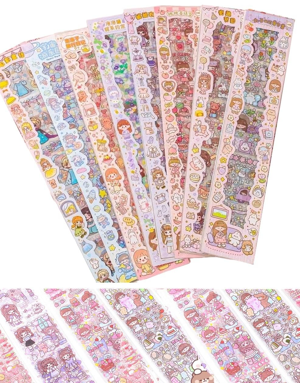 Picture of Kawaii Cute Cartoon Sticker Set (100 PCS) – Waterproof Vinyl My Melody & Chiikawa Long Sticker Sheets for Girls, Kids & Teens | Laptop, Water Bottle, Bike & Luggage Decals - The Asia Express - Multicolor