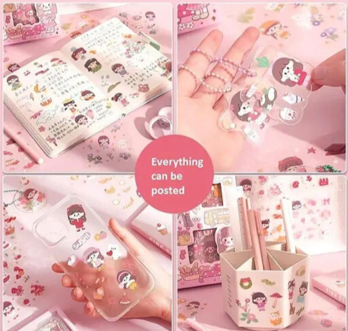 Picture of Kawaii Cute Cartoon Sticker Set (100 PCS) – Waterproof Vinyl My Melody & Chiikawa Long Sticker Sheets for Girls, Kids & Teens | Laptop, Water Bottle, Bike & Luggage Decals - The Asia Express - Multicolor
