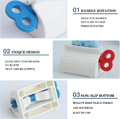 Picture of 1/2/3 Pcs Manual Toothpaste Squeezer Rolling Tube Dispenser – Hand-Press Rotating Seat Holder Stand for Toothpaste, Facial Cleanser & Cream Tubes | Easy Press Bathroom Organizer - The Asia Express