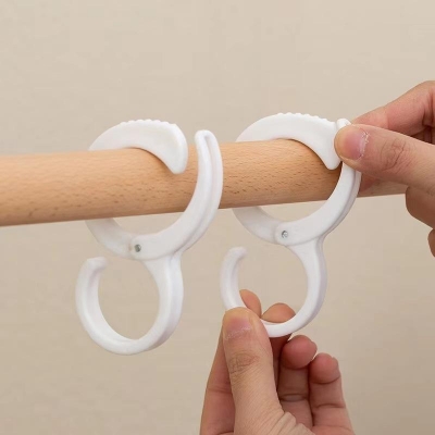 Picture of 2 Pcs Multi-Function Plastic S Hooks with Safety Lock & Adjustable Buckle | Heavy-Duty Anti-Drop Hanging Hooks for Car Seat, Wardrobe, Kitchen, Bathroom, Closet & Home Use - The Asia Express - White
