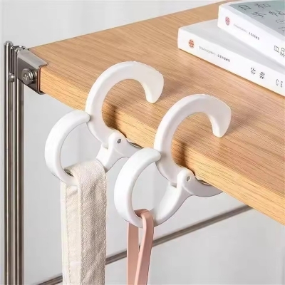 Picture of 2 Pcs Multi-Function Plastic S Hooks with Safety Lock & Adjustable Buckle | Heavy-Duty Anti-Drop Hanging Hooks for Car Seat, Wardrobe, Kitchen, Bathroom, Closet & Home Use - The Asia Express - White