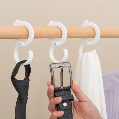 Picture of 2 Pcs Multi-Function Plastic S Hooks with Safety Lock & Adjustable Buckle | Heavy-Duty Anti-Drop Hanging Hooks for Car Seat, Wardrobe, Kitchen, Bathroom, Closet & Home Use - The Asia Express - White