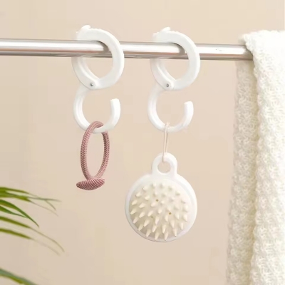 Picture of 2 Pcs Multi-Function Plastic S Hooks with Safety Lock & Adjustable Buckle | Heavy-Duty Anti-Drop Hanging Hooks for Car Seat, Wardrobe, Kitchen, Bathroom, Closet & Home Use - The Asia Express - White