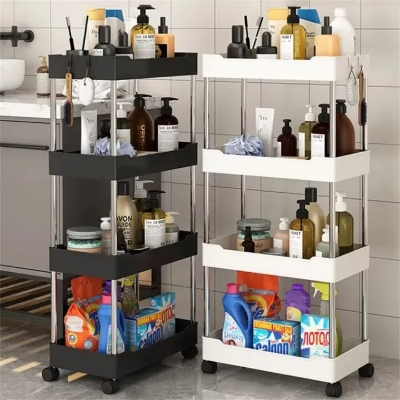 Picture of Wide Type High Capacity Multi Purpose Cart rack floor bathroom toilet gap living room kitchen layered rack storage trolley_The Asia Express - Black