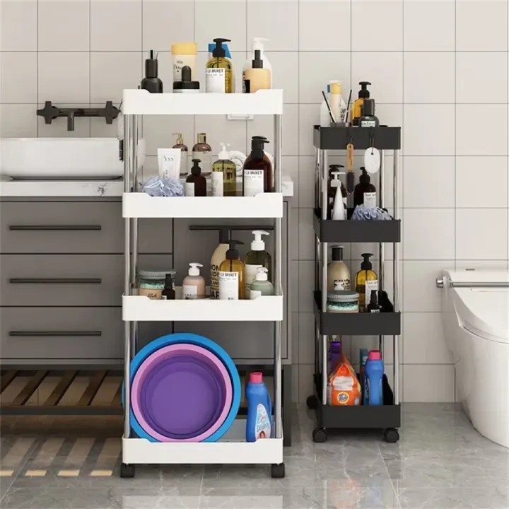 Picture of Wide Type High Capacity Multi Purpose Cart rack floor bathroom toilet gap living room kitchen layered rack storage trolley_The Asia Express - Black