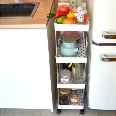 Picture of Wide Type High Capacity Multi Purpose Cart rack floor bathroom toilet gap living room kitchen layered rack storage trolley_The Asia Express - Black