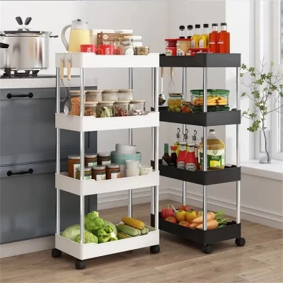 Picture of Wide Type High Capacity Multi Purpose Cart rack floor bathroom toilet gap living room kitchen layered rack storage trolley_The Asia Express - Black