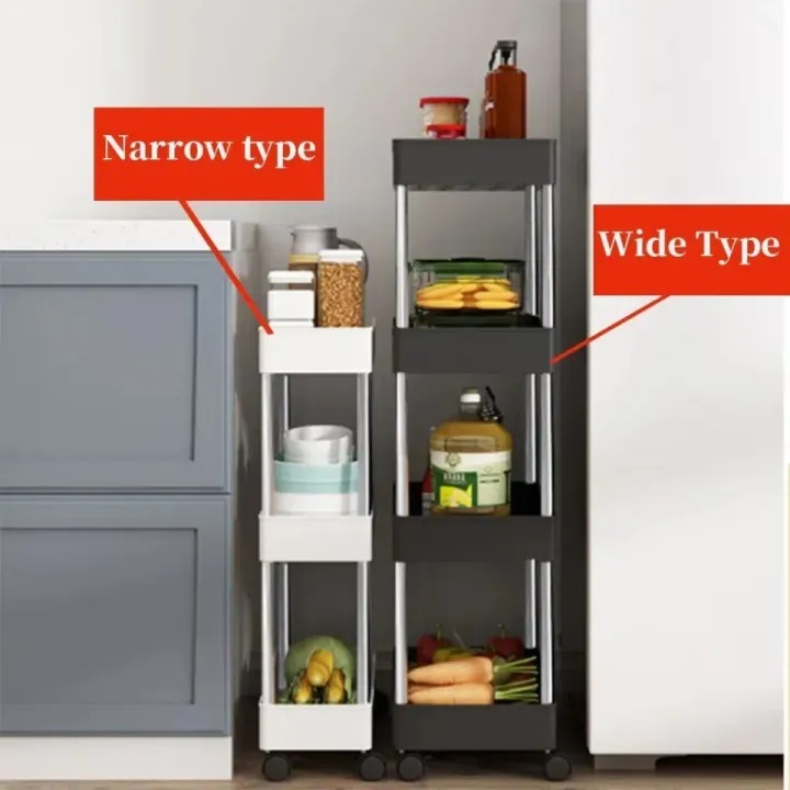Picture of Wide Type High Capacity Multi Purpose Cart rack floor bathroom toilet gap living room kitchen layered rack storage trolley_The Asia Express - Black