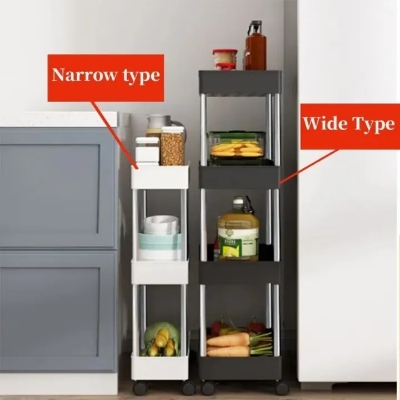 Picture of Wide Type High Capacity Multi Purpose Cart rack floor bathroom toilet gap living room kitchen layered rack storage trolley_The Asia Express - Black