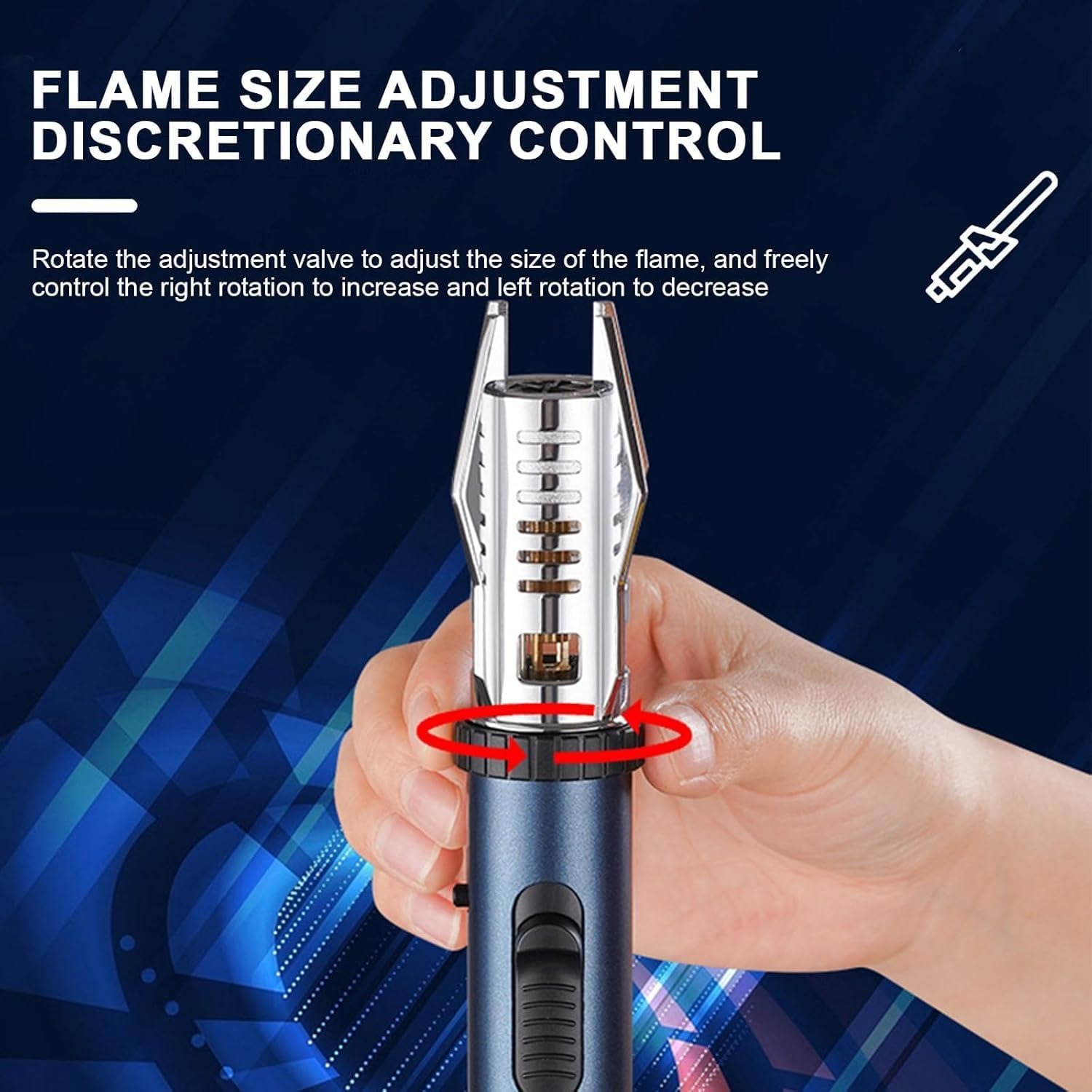 Picture of Portable Powerful Windproof Jet Flame Torch Lighter – Adjustable Flame with Safety Lock & Refillable Butane Long Pen Mini Torch Lighter for BBQ, Cigarette, Kitchen, Camping & Outdoor Use - The Asia Express - Multicolor