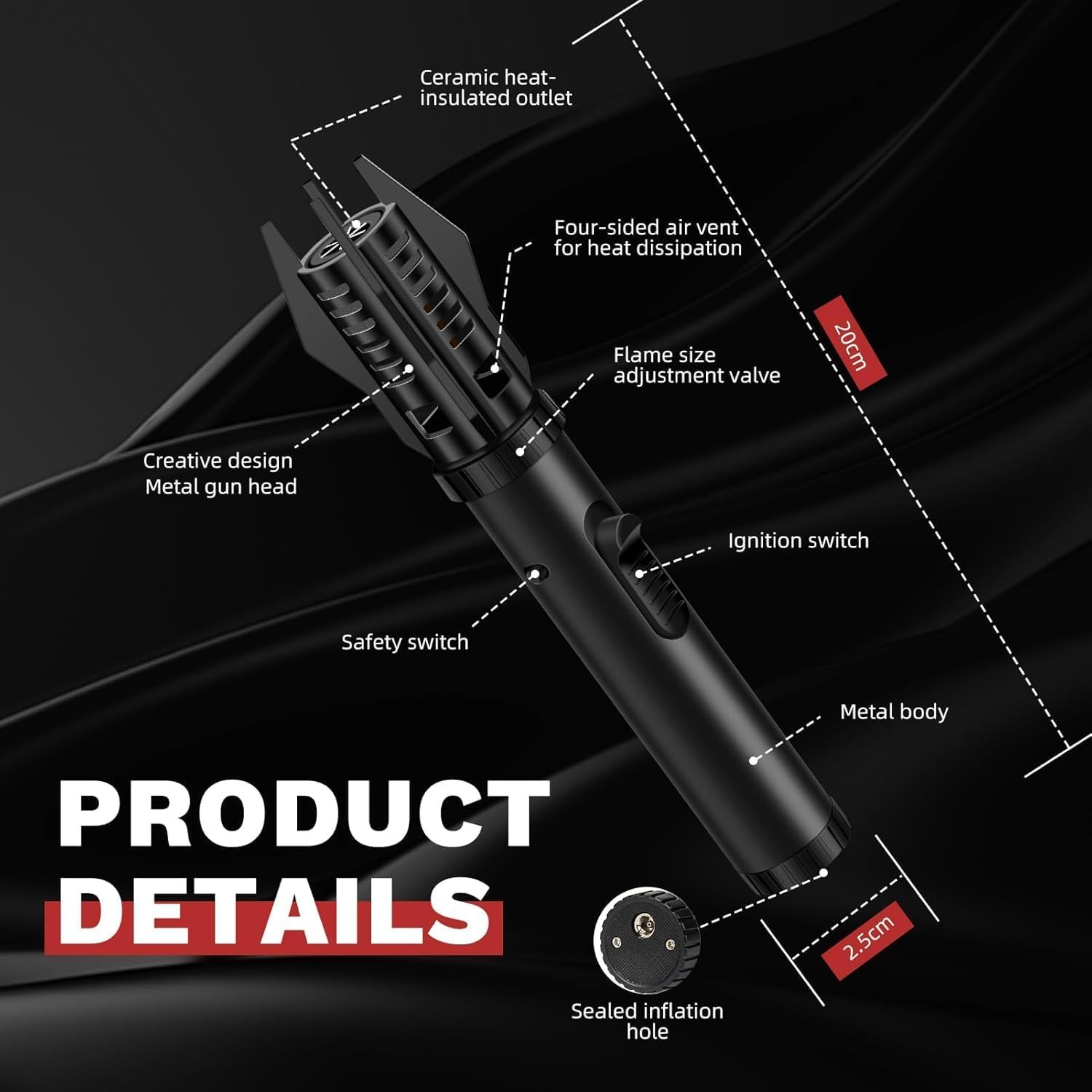 Picture of Portable Powerful Windproof Jet Flame Torch Lighter – Adjustable Flame with Safety Lock & Refillable Butane Long Pen Mini Torch Lighter for BBQ, Cigarette, Kitchen, Camping & Outdoor Use - The Asia Express - Multicolor