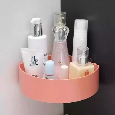 Picture of Triangle Corner Shelf Bathroom Shower Caddy – Self Adhesive Wall Mounted Storage Rack, Plastic Organizer Basket for Bathroom & Kitchen Corner Use - The Asia Express - Multicolor