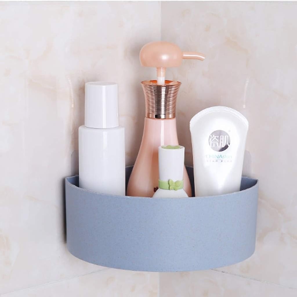 Picture of Triangle Corner Shelf Bathroom Shower Caddy – Self Adhesive Wall Mounted Storage Rack, Plastic Organizer Basket for Bathroom & Kitchen Corner Use - The Asia Express - Multicolor