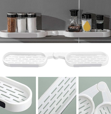 Picture of Wall Mounted Revolving Bathroom Shelf – Punch-Free Self-Adhesive Corner Storage Rack, Hard Plastic Shower & Kitchen Organizer (No Drilling Required) - The Asia Express - Multicolor