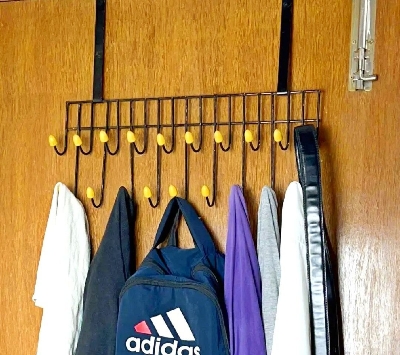 Picture of Magic Door Hanger with 19 Hooks – 2 Step Space Saver Over-the-Door Steel Organizer for Clothes, Coats, Pants & Kitchen Items - The Asia Express - Black