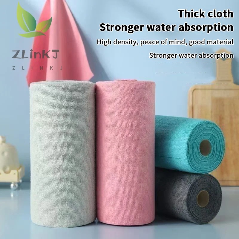 Picture of Reusable Microfiber Cleaning Cloth Roll – 20 Sheets Kitchen Dish Wipe Towel, Greaseproof Quick-Dry Hand-Tear Washable Household Cleaning Rag - The Asia Express - Multicolor