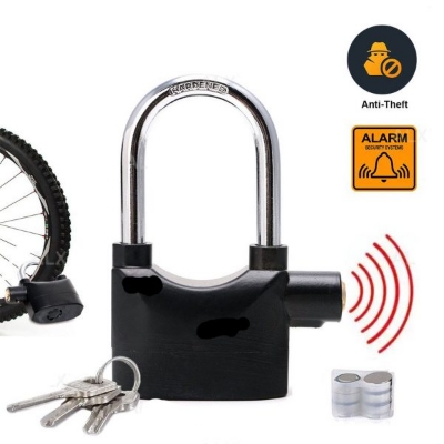 Picture of BIG SIZE Security Alarm Lock for Bike and Door - Black and Silver - Black