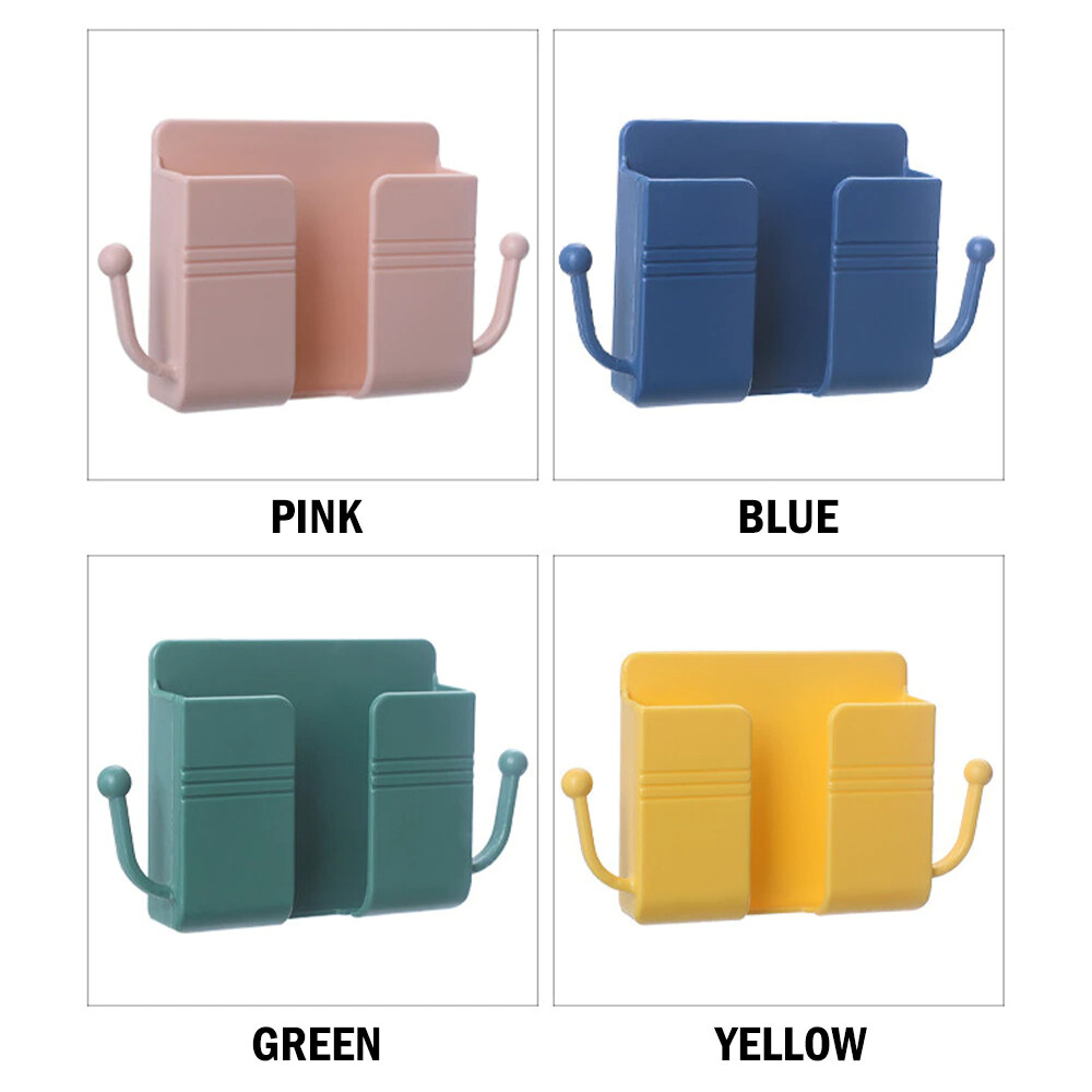 Picture of 1pcs Wall Mounted Organizer Storage Box Remote Control Mounted Mobile Phone Plug Wall Holder Charging Multifunction Holder Stand - cloth stand - Multicolor