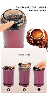 Picture of Mini Electric Coffee Grinder Powerful Cafe Grass Nuts Herbs Grains Pepper Tobacco Spice Flour Mill Coffee Beans Grinder Machine - Multicolor
