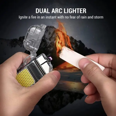 Picture of Waterproof Dual Arc Lighter With COB Light Type C Charge Outdoor Camping BBQ Survive Ignition Luminous Electric Pulse Lighter-The Asia Express - Multicolor