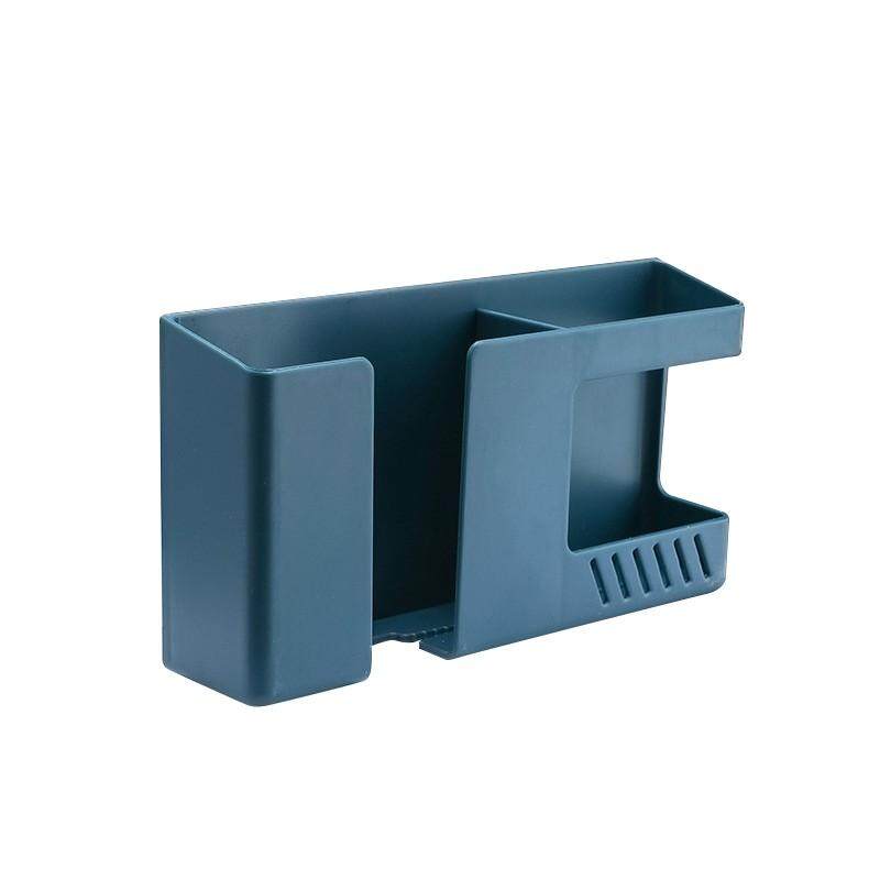 Picture of 2 in 1 Wall-mounted Mobile Phone Remote Control Storage Box Multifunctional Punch-free Storage Rack Wall Debris Storage Holder - Multicolor