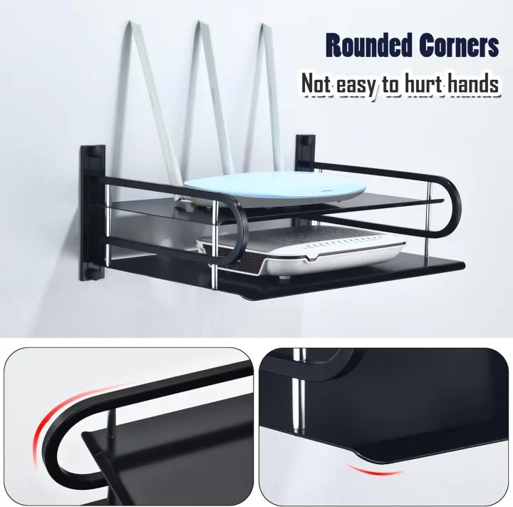 Picture of Metal Router Stand Router Storage Box Router Storage Wifi Router Storage Box-asia express - Black