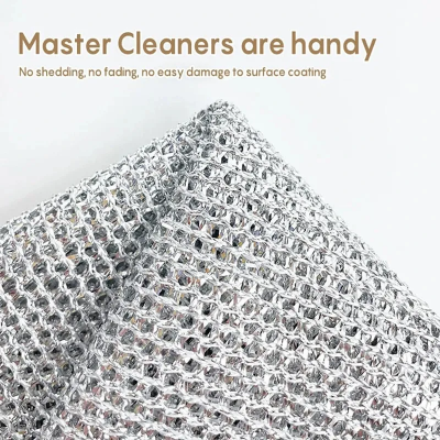 Picture of Asia Express 2/5/10pcs Multipurpose Wire Dishwashing Rag for Wet and Dry Double Layer Non-Scratch Wire Dishcloth Rag Iron Scrubber Microfiber Dishcloth