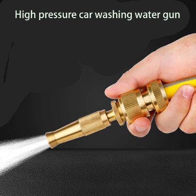 Picture of High Pressure Water Gun,Household Pure Copper,Direct Spray Gun,Flower Watering Tool Adjustable Pressure Washer water nozzle spray - Gold
