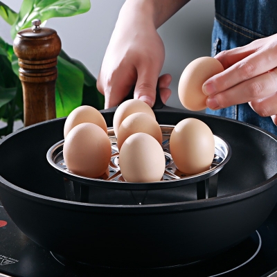 Picture of 18cm Round Stainless Steel Steamer with Water Separation Design for Cooking Steamed Foods,Egg Boiler, Detachable Egg Steaming Rack Included-The Asia Express - Silver