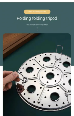 Picture of 18cm Round Stainless Steel Steamer with Water Separation Design for Cooking Steamed Foods,Egg Boiler, Detachable Egg Steaming Rack Included-The Asia Express - Silver